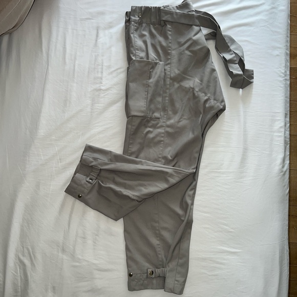 Gray ORTTU Utility/Cargo Pants w/ Adjustable Waist Snap, Ankle Snaps, and Belt - Picture 2 of 8